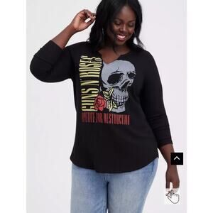 Torrid Women's Waffle Tee Guns 'N Roses Black Size 1 Skull Whimsygoth  Festival
